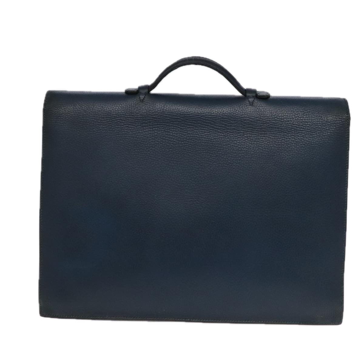 HERMES Sac Adepeche Business Bag Leather Navy Silver Auth bs18697 - 0