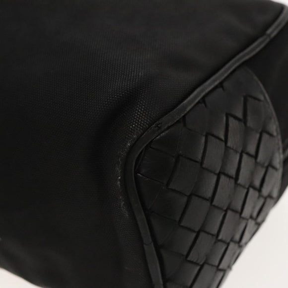 BOTTEGA VENETA INTRECCIATO Clutch Bag Leather Silver Black Auth bs18698