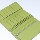 HERMES bean Soufflé Wallet Leather Green Silver Auth bs18706-10