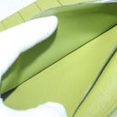HERMES bean Soufflé Wallet Leather Green Silver Auth bs18706-18