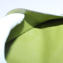 HERMES bean Soufflé Wallet Leather Green Silver Auth bs18706-20