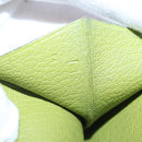HERMES bean Soufflé Wallet Leather Green Silver Auth bs18706-12