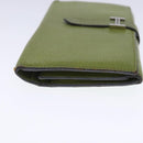HERMES bean Soufflé Wallet Leather Green Silver Auth bs18706-4