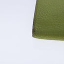 HERMES bean Soufflé Wallet Leather Green Silver Auth bs18706-14