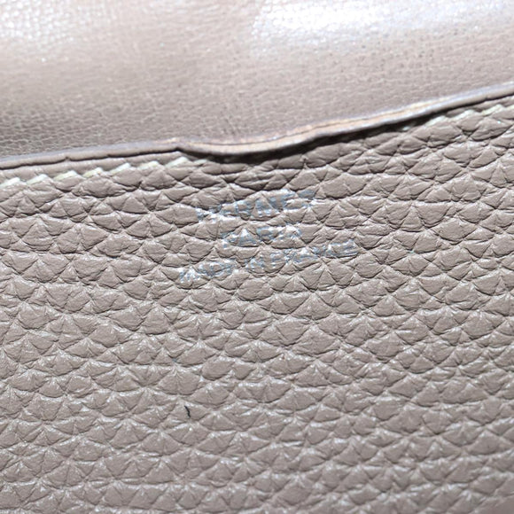 HERMES Dogon Long Long Wallet Leather Brown Auth bs18715