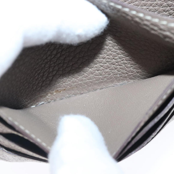 HERMES Dogon Long Long Wallet Leather Brown Auth bs18715