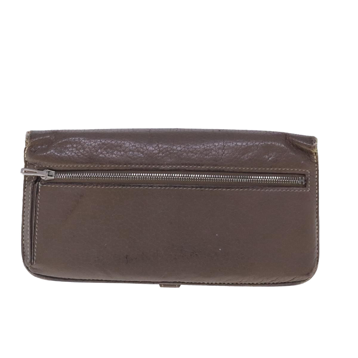 HERMES Dogon Long Long Wallet Leather Brown Auth bs18715 - 0