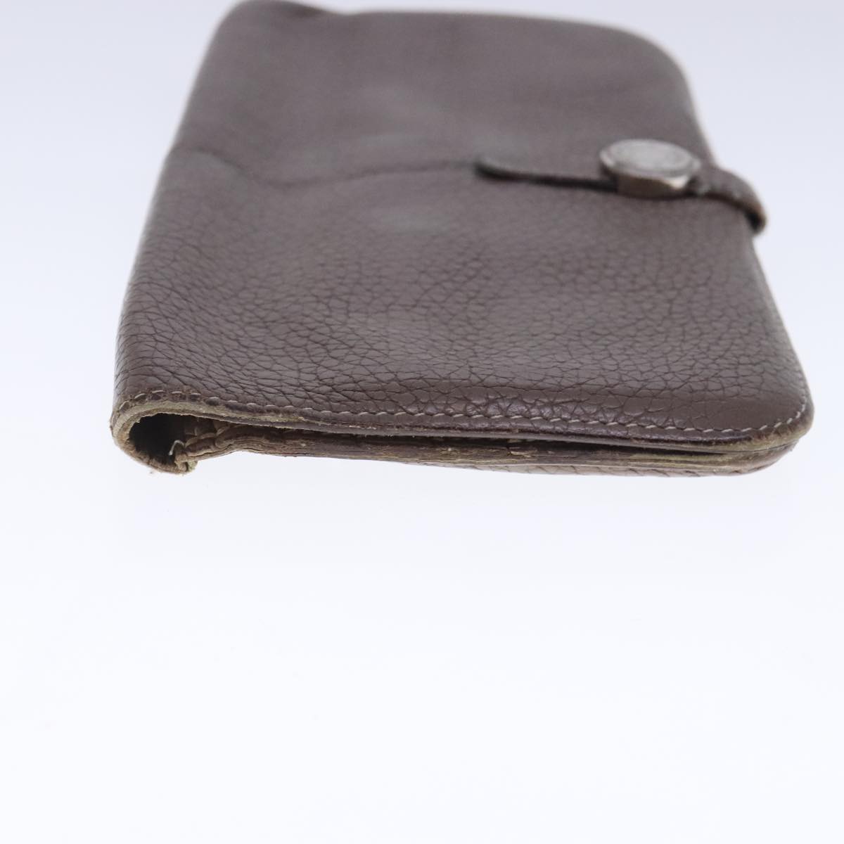 HERMES Dogon Long Long Wallet Leather Brown Auth bs18715