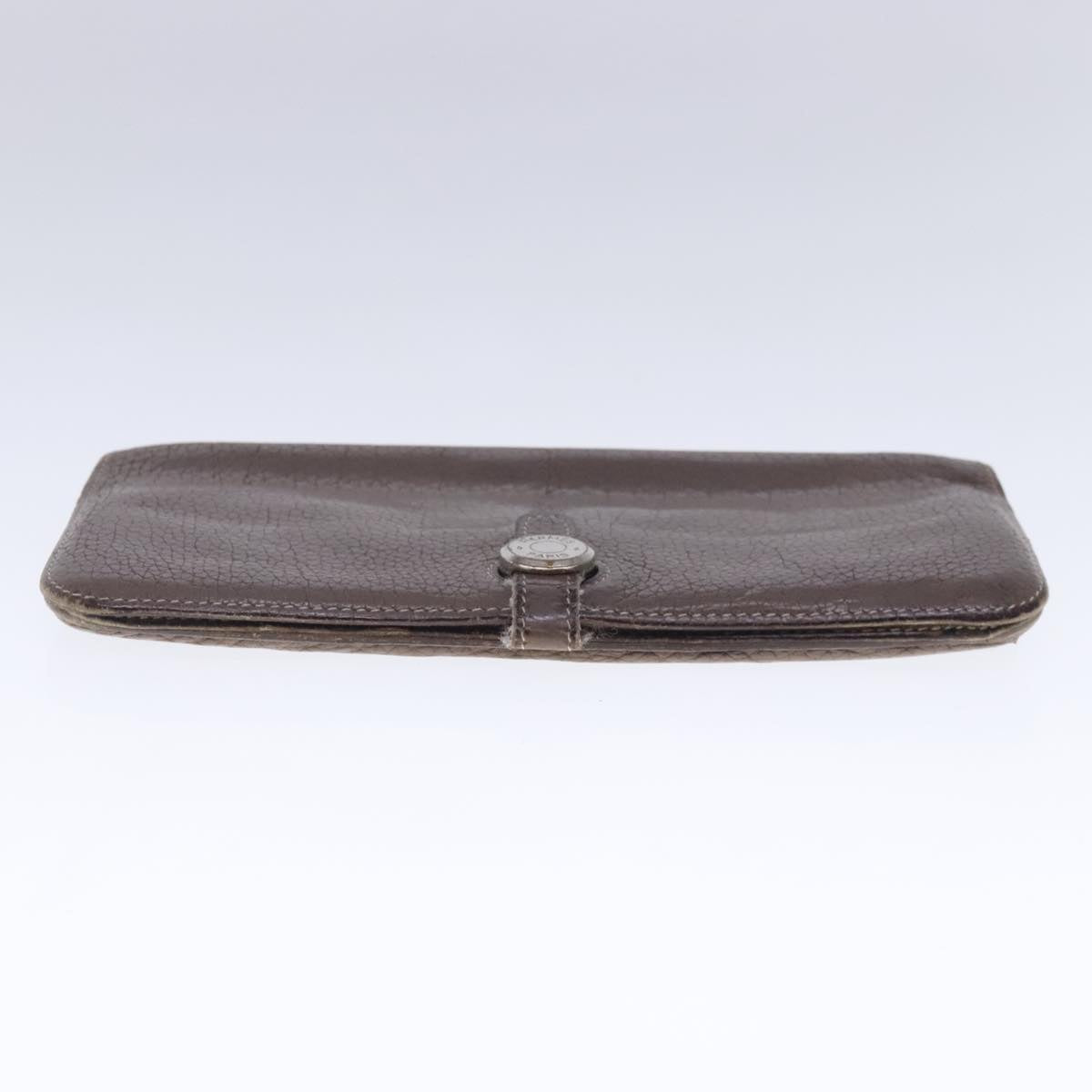 HERMES Dogon Long Long Wallet Leather Brown Auth bs18715