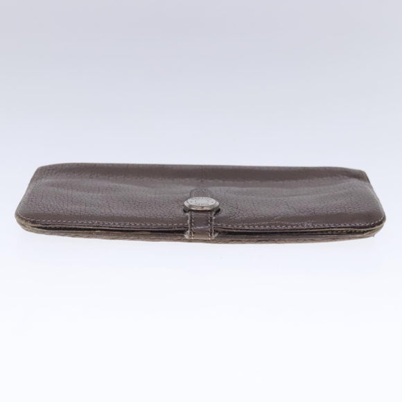 HERMES Dogon Long Long Wallet Leather Brown Auth bs18715