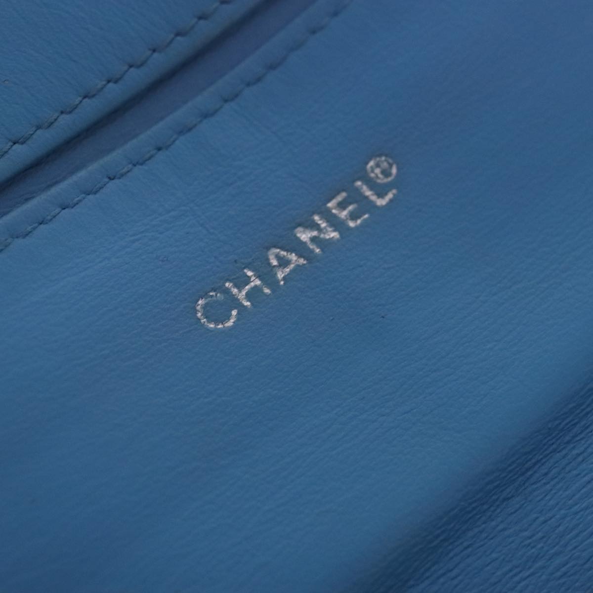 CHANEL New Travel line Long Wallet Nylon Light Blue Silver CC Auth bs18719