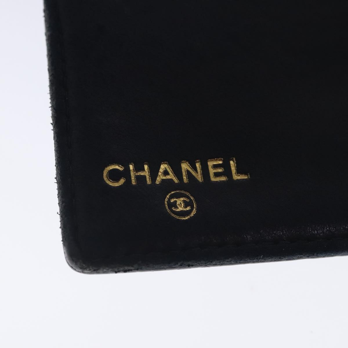 CHANEL Long Wallet Caviar Skin Black Gold CC Auth bs18723