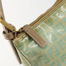 FENDI Zucchino Canvas Handtas Blauw Beige goud Auth bs18730-18