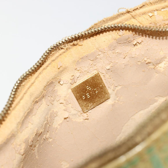 FENDI Zucchino Canvas Handtas Blauw Beige goud Auth bs18730