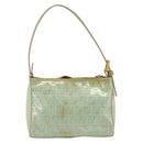 FENDI Zucchino Canvas Handtas Blauw Beige goud Auth bs18730-2