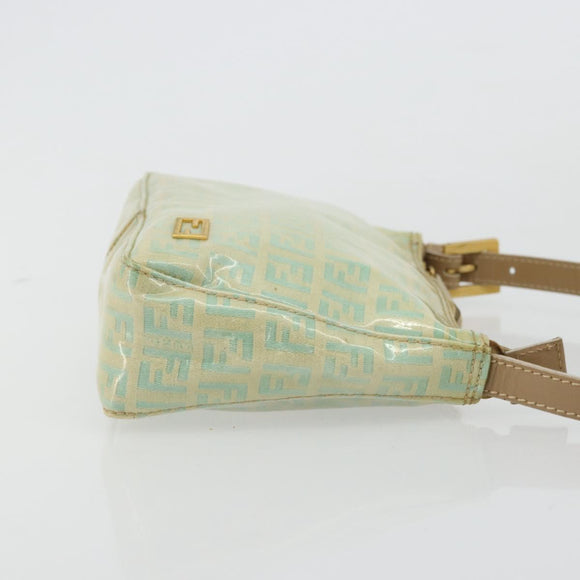FENDI Zucchino Canvas Handtas Blauw Beige goud Auth bs18730