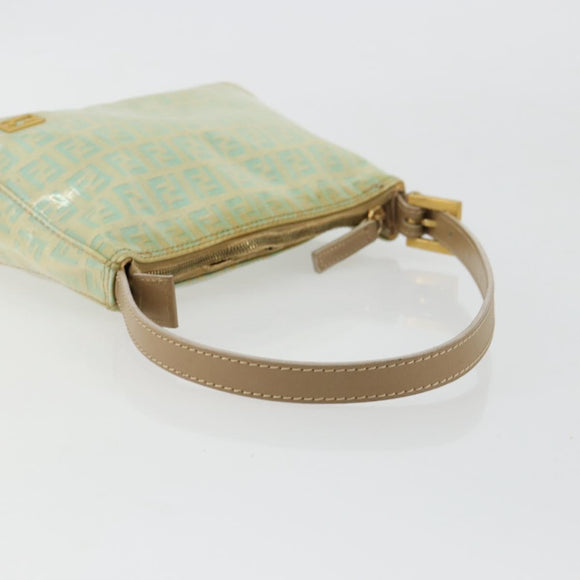 FENDI Zucchino Canvas Handtas Blauw Beige goud Auth bs18730