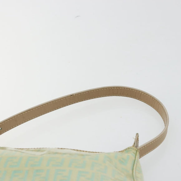 FENDI Zucchino Canvas Handtas Blauw Beige goud Auth bs18730
