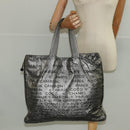CHANEL Unlimited Tote Bag Nylon Silver CC Auth bs18754-22