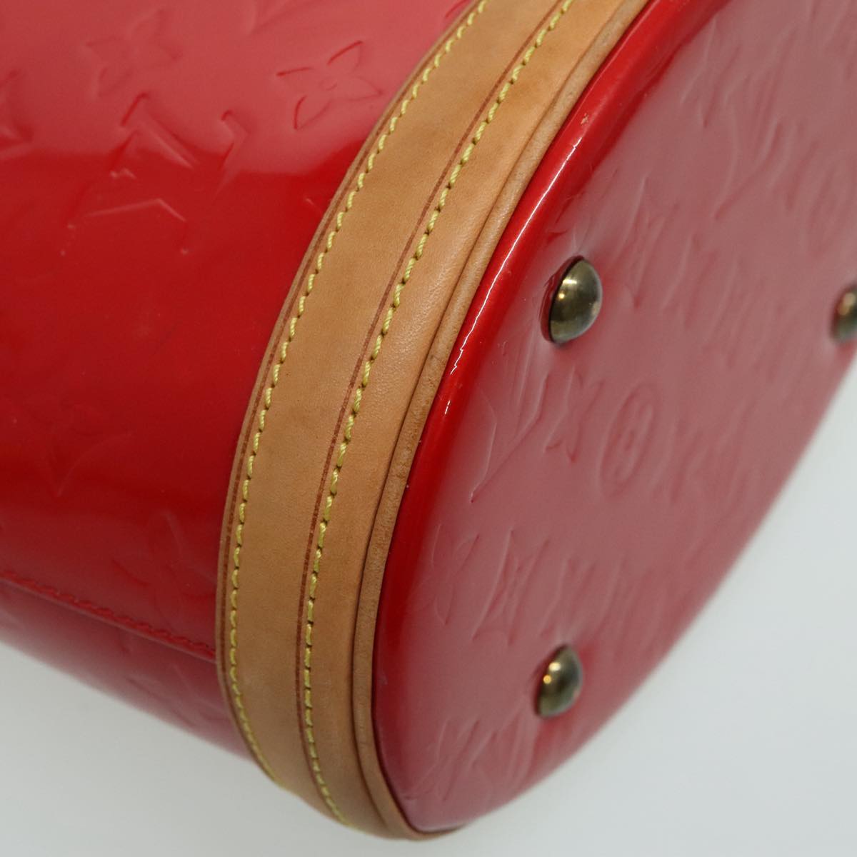 LOUIS VUITTON Monogram Vernis Bucket PM Shoulder Bag SPO Red LV Auth bs18759