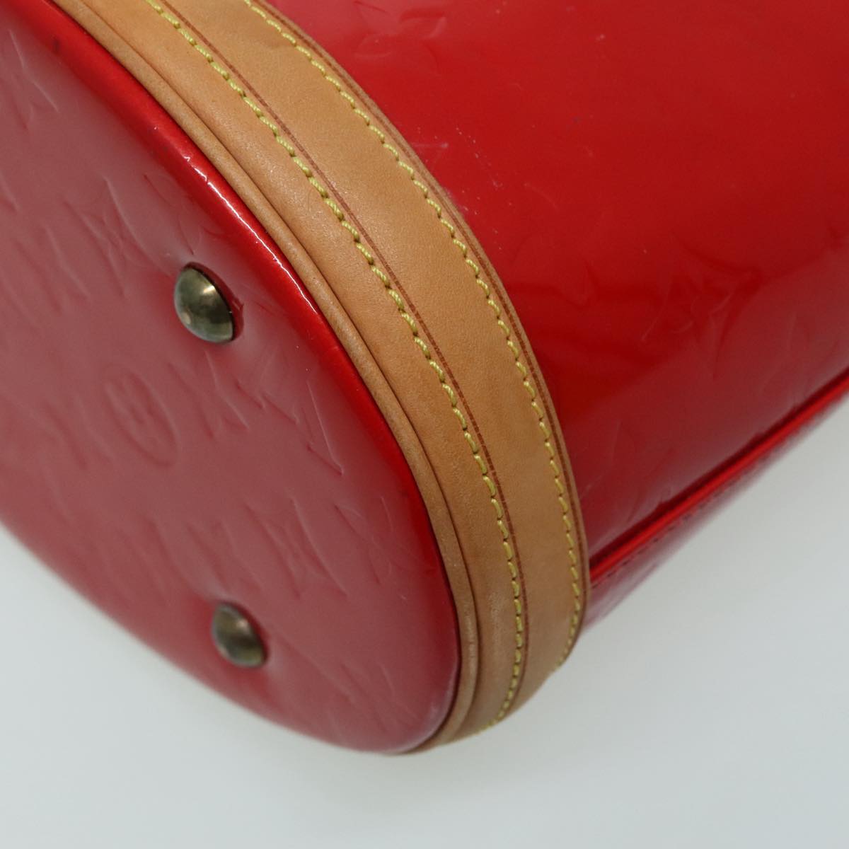 LOUIS VUITTON Monogram Vernis Bucket PM Shoulder Bag SPO Red LV Auth bs18759