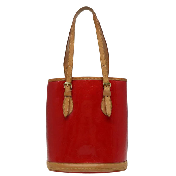 LOUIS VUITTON Monogram Vernis Bucket PM Shoulder Bag SPO Red LV Auth bs18759V