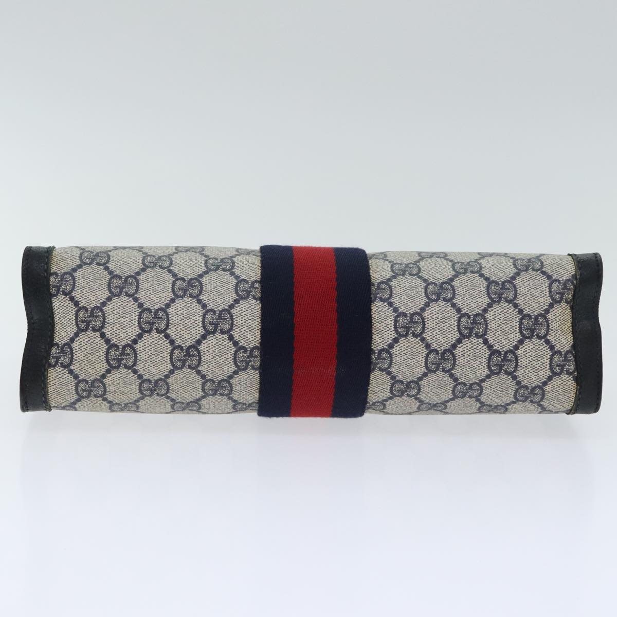 GUCCI GG Supreme Sherry Line Clutch Bag PVC Navy Red 89 01 002 Auth bs18800