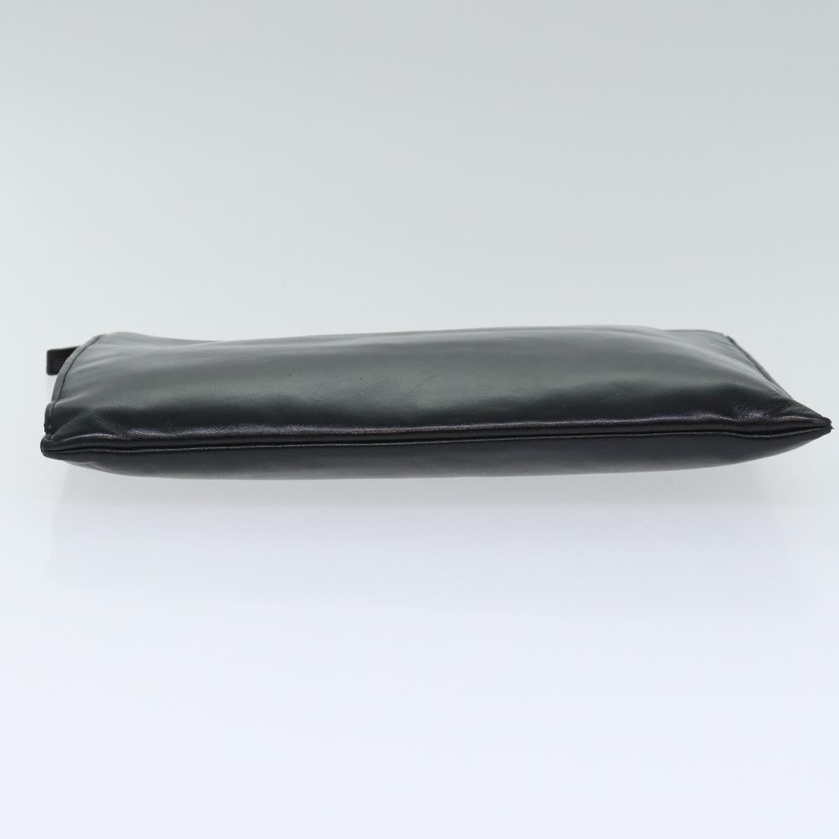 SAINT LAURENT Clutch Bag Leather Black Silver Auth bs18804