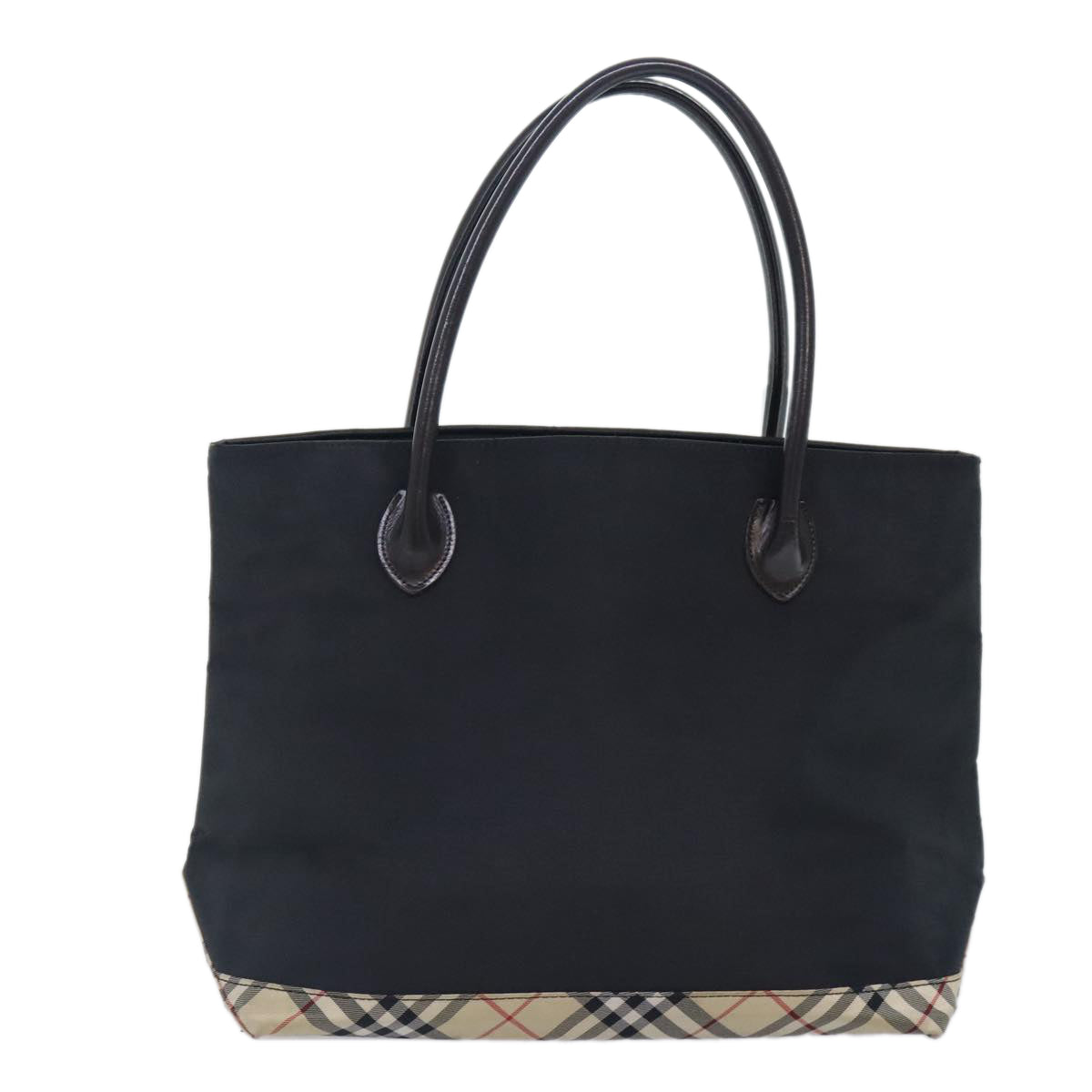 BURBERRY Blue Label Tote Bag Nylon Black Silver Auth bs18807