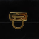 Salvatore Ferragamo Gancini Shoulder Bag Patent leather Black Gold Auth bs18810-18