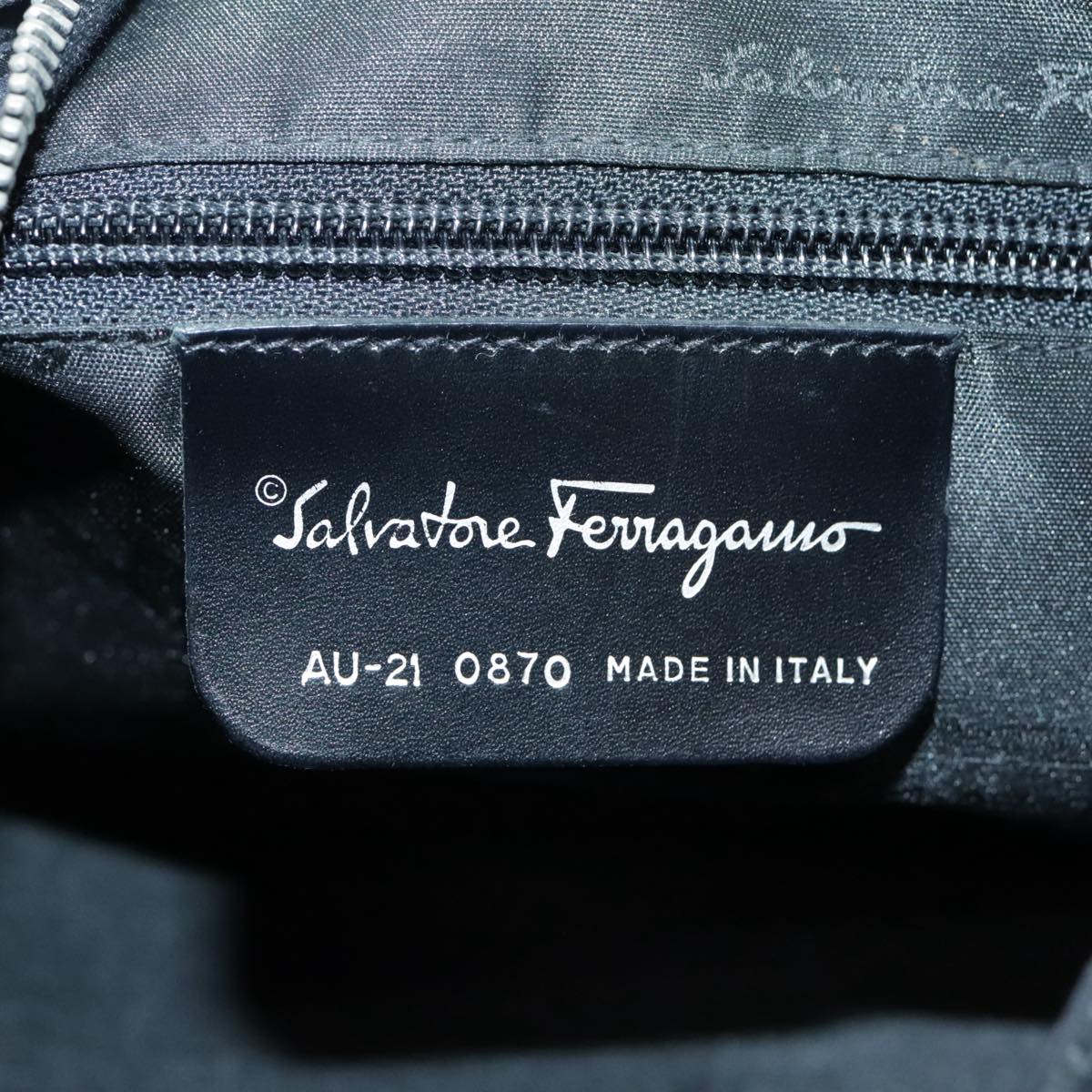 Salvatore Ferragamo Gancini Shoulder Bag Nylon Black Silver Auth bs18811