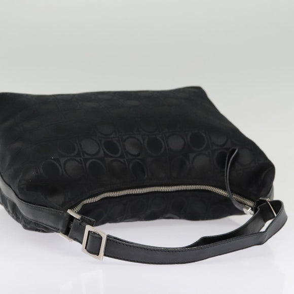Salvatore Ferragamo Gancini Shoulder Bag Nylon Black Silver Auth bs18811