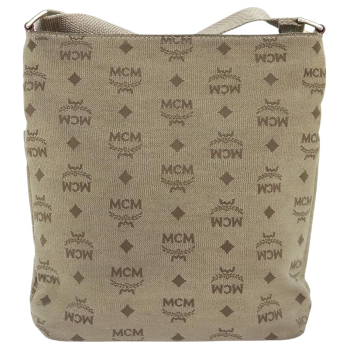 MCM Vicetos Logogram Shoulder Bag Canvas Beige Pink Gold Auth bs18812 - 0