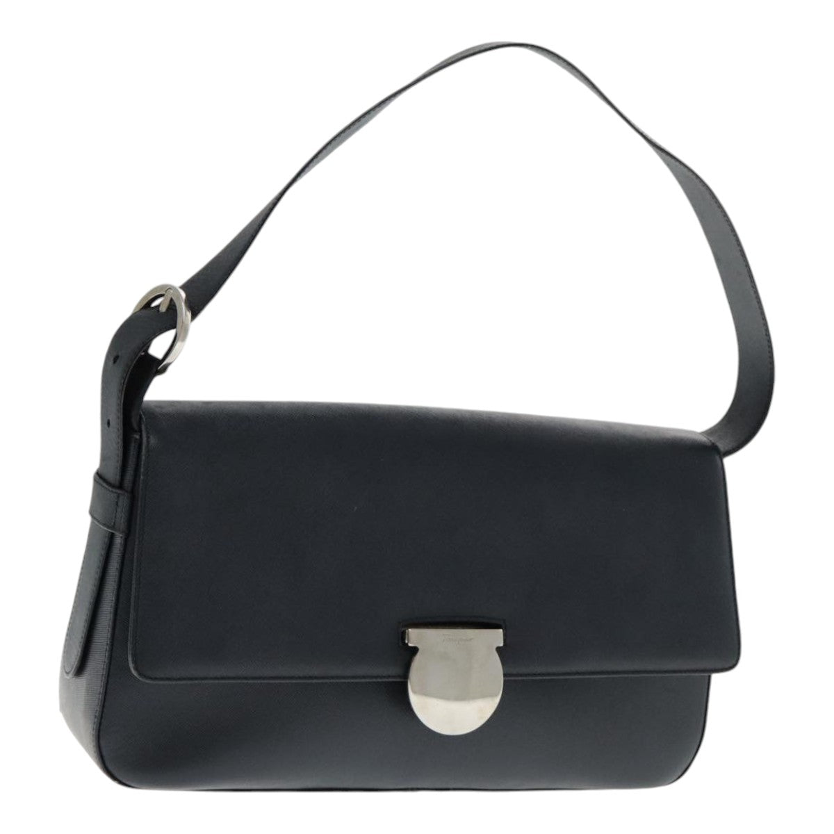 Salvatore Ferragamo Shoulder Bag Leather Navy Auth bs18813