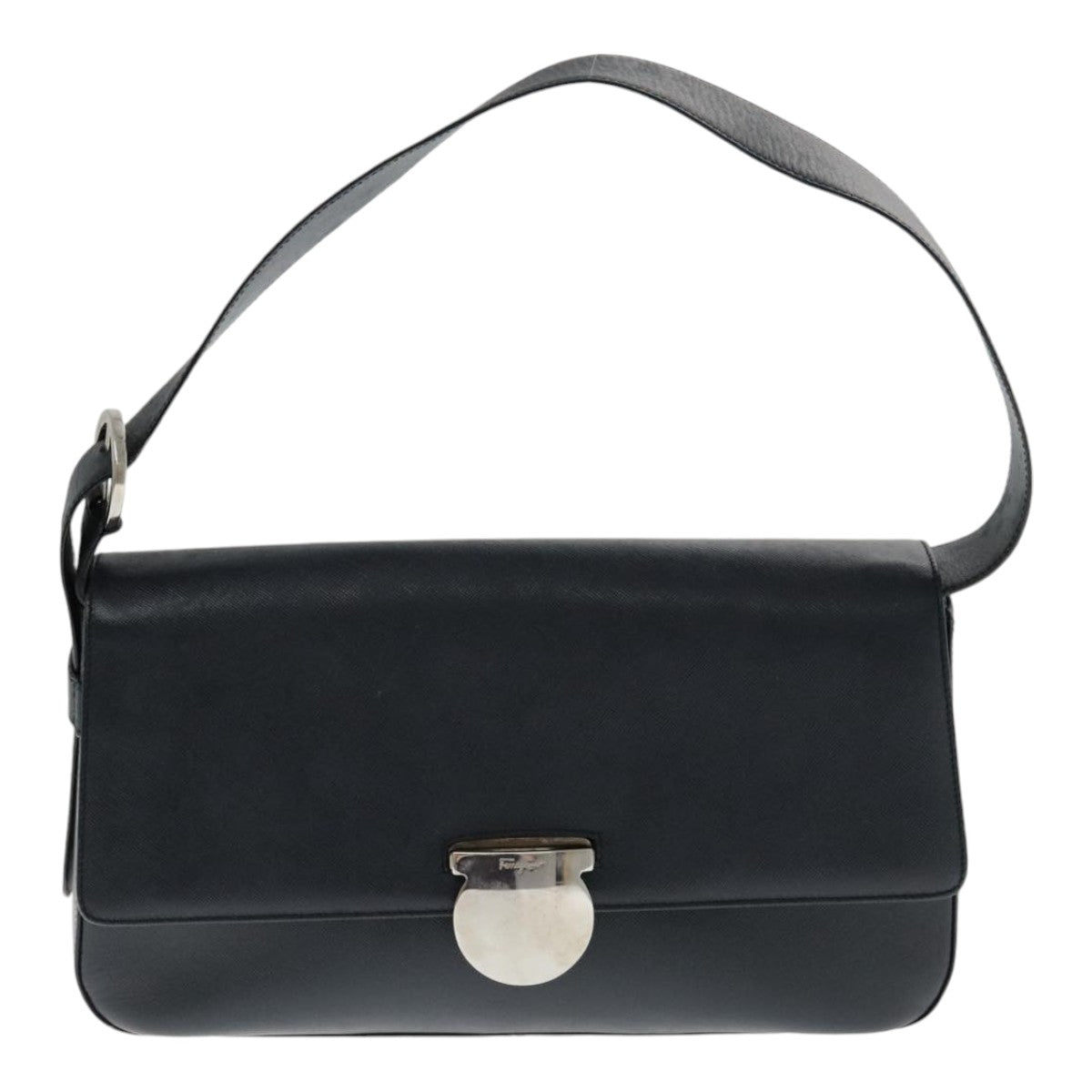 Salvatore Ferragamo Shoulder Bag Leather Navy Auth bs18813