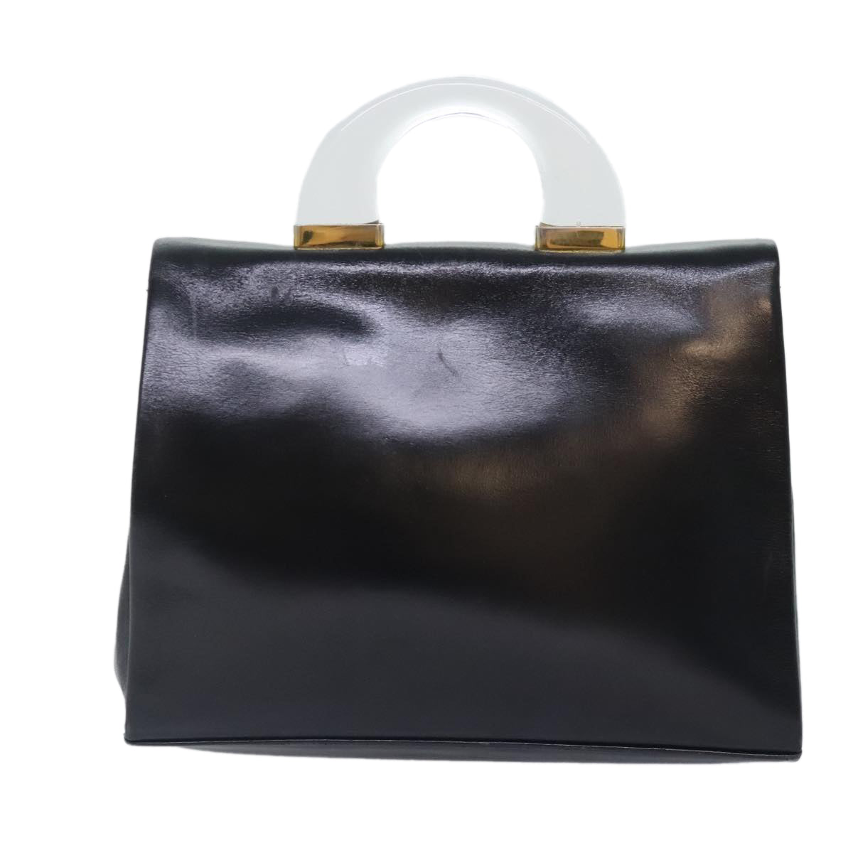 GIVENCHY Hand Bag Leather Black Gold Auth bs18815 - 0