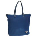 PRADA Tote Bag Nylon Blue Gold Auth bs18821-1