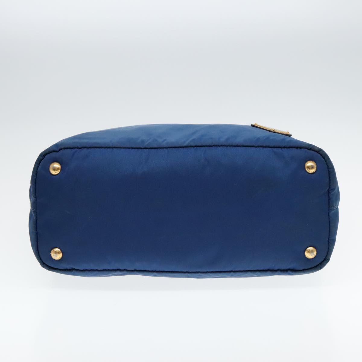 PRADA Tote Bag Nylon Blue Gold Auth bs18821