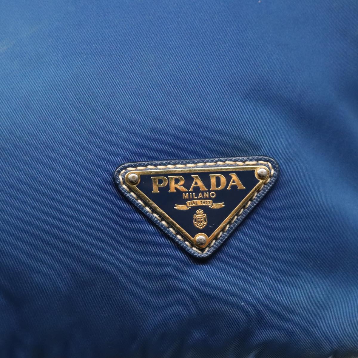 PRADA Tote Bag Nylon Blue Gold Auth bs18821