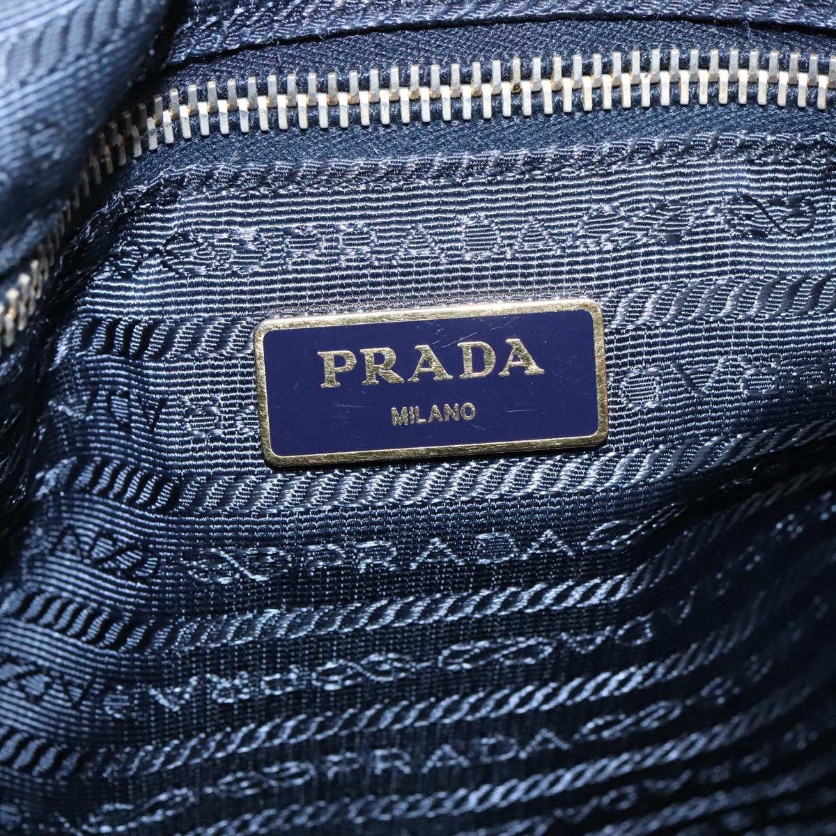 PRADA Tote Bag Nylon Blue Gold Auth bs18821