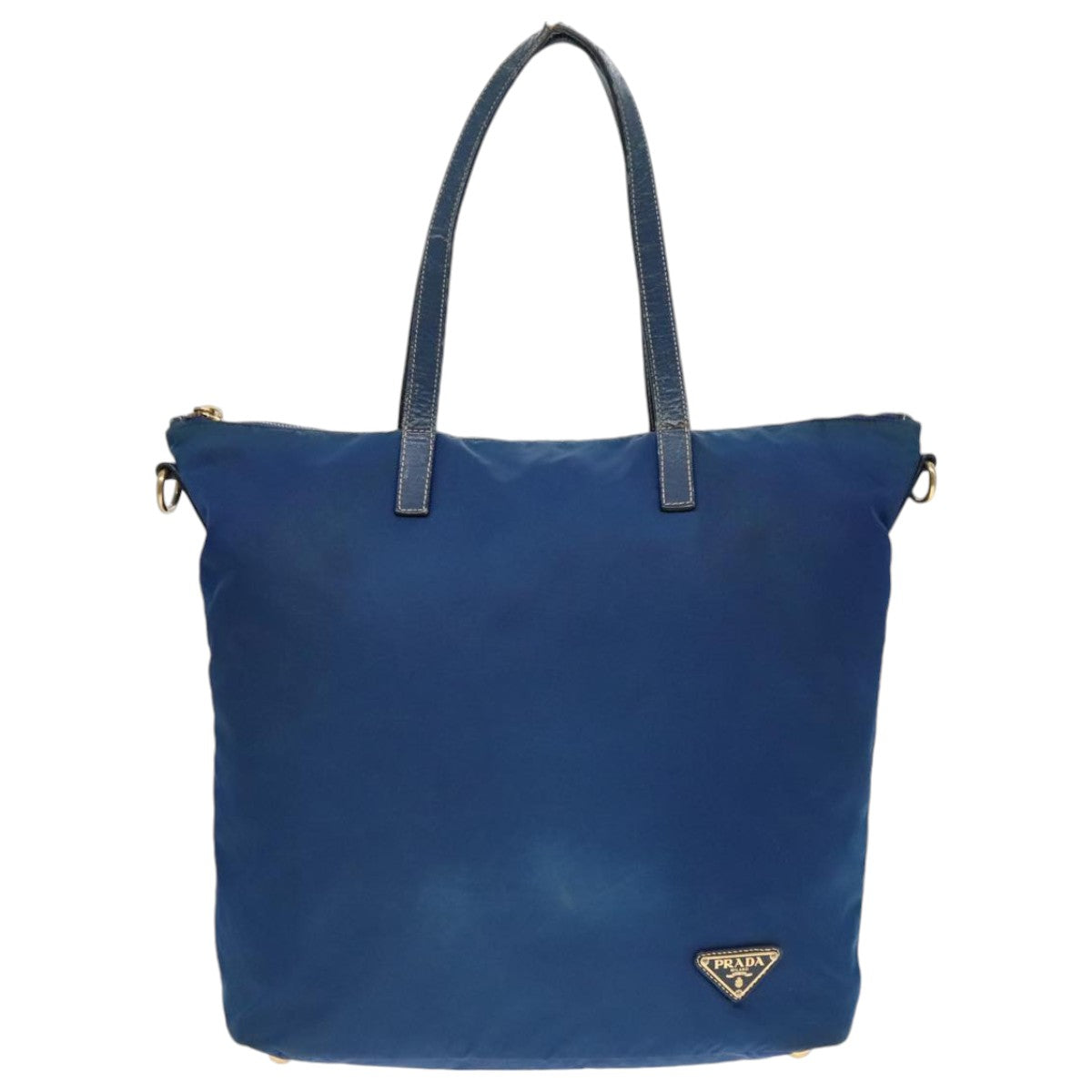 PRADA Tote Bag Nylon Blue Gold Auth bs18821