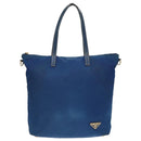 PRADA Tote Bag Nylon Blue Gold Auth bs18821-13