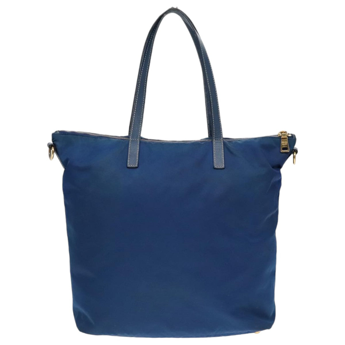 PRADA Tote Bag Nylon Blue Gold Auth bs18821 - 0