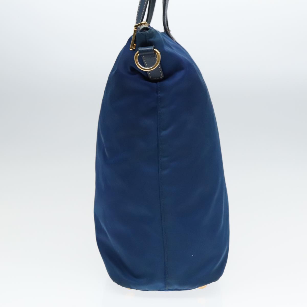 PRADA Tote Bag Nylon Blue Gold Auth bs18821