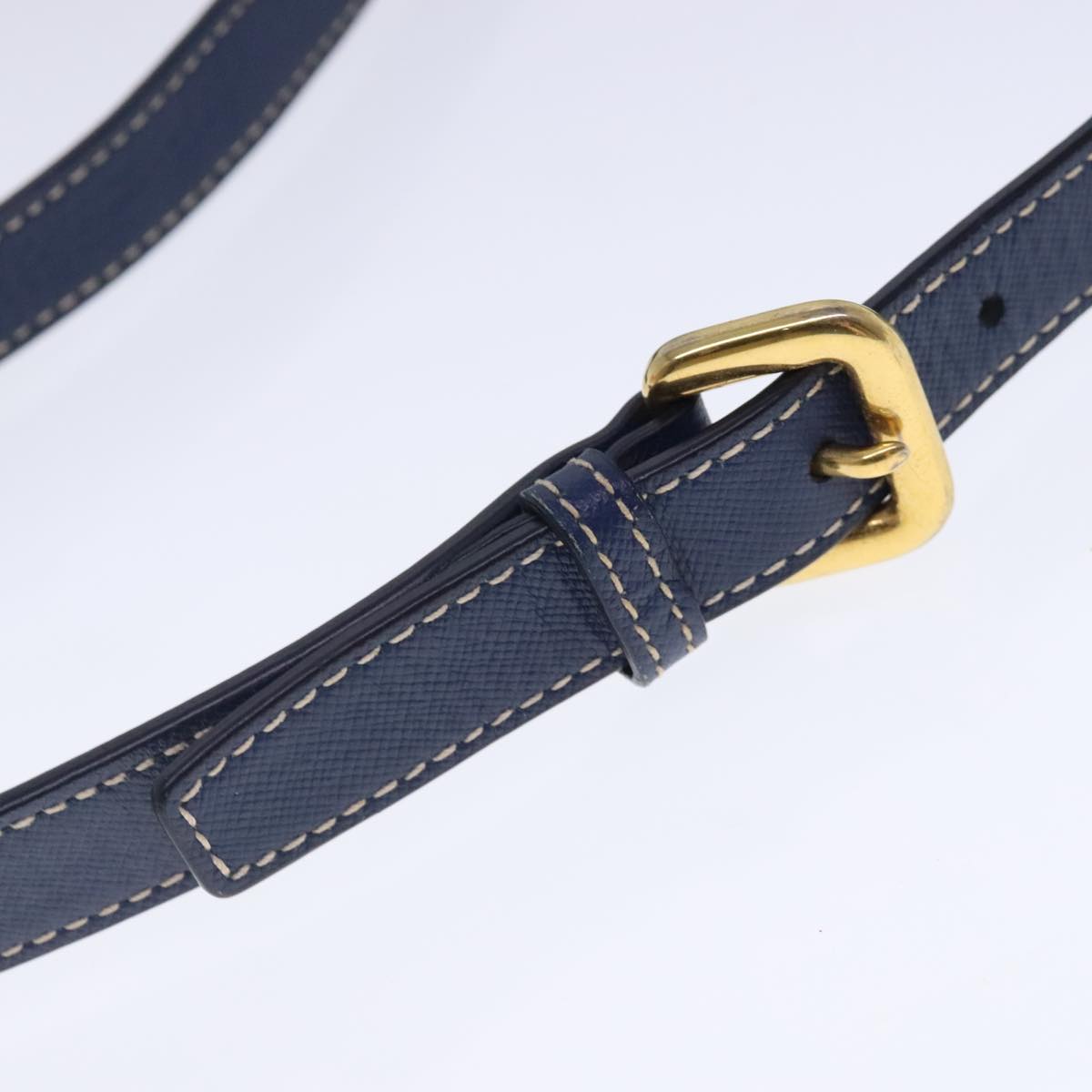 PRADA Adjustable Shoulder Strap Leather 32.3""-40.6"" Blue Auth bs18822