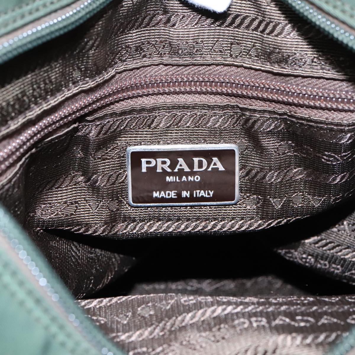 PRADA Tote Bag Nylon Green Silver Auth bs18824