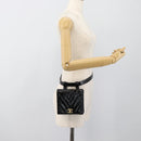 CHANEL V Stitch Waist bag Patent leather Black Gold CC Auth bs18829-24