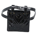 CHANEL V Stitch Waist bag Patent leather Black Gold CC Auth bs18829-2