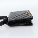 CHANEL V Stitch Waist bag Patent leather Black Gold CC Auth bs18829-3