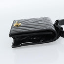CHANEL V Stitch Waist bag Patent leather Black Gold CC Auth bs18829-4